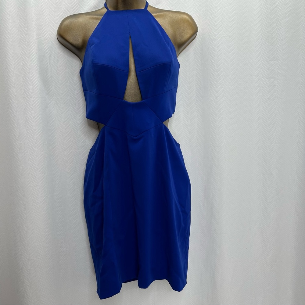 Jay Godfrey blue mini dress cutouts